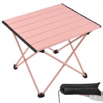 Grope Portable Beach Table for Sand with Aluminum Table Top, Folding Camping Table Easy to Carry, Prefect for Outdoor, Picnic, BBQ, Cooking, Festival, Beach, Home (Pink-S)
