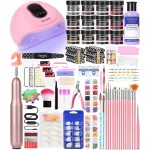 Acrylic Nail Art Kit-Nail Art Manicure Set Acrylic Powder Brush Glitter File French Tips U V Lamp Nail Art Decoration Tools Nail Drill kit for beginners with everything at home (White)