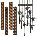 PLUSINNO V9 Vertical Fishing Rod Holders, Wall Mount 4-Pack - Holds 36 Rods, Diameter 3-19mm