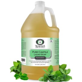 La Almona - Pure Castile Liquid Soap, PEPPERMINT, 1 Gallon - Multipurpose: Hands, Face, Body, Laundry, Dishes & More - For Sensitive Skin, Natural Ingredients, Scented with Essential Oils