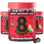 8Greens Supergreens Gummies | Super Greens Powder Superfood Gummy for Metabolism, Immunity & Focus, Digestive Health Enzymes, Organic: Chlorella, Spirulina, Aloe Vera, Apple Flavor, 150 Count