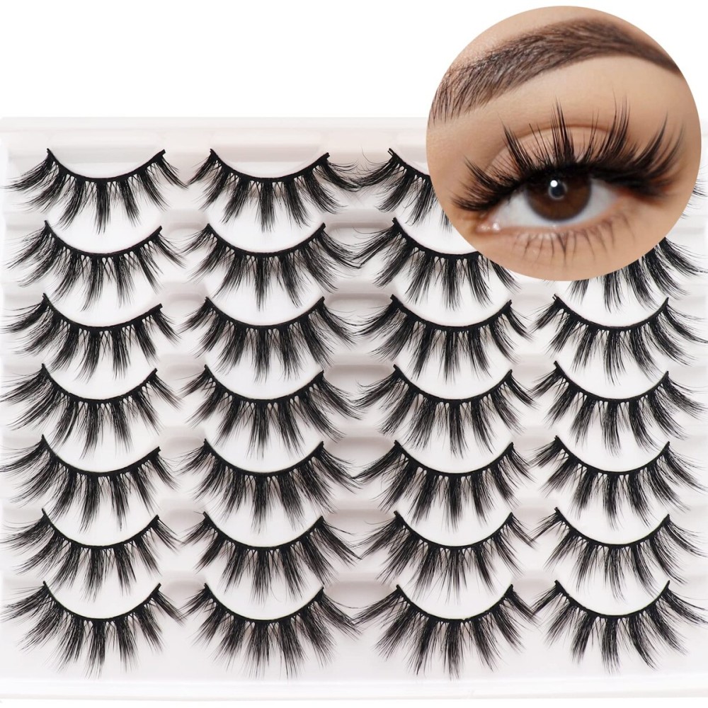 Losha Eyelashes Natural Look Faux Mink Lashes Pack Handmade Fluffy False Eyelashes 14 Pairs Eye Lashes (F45)