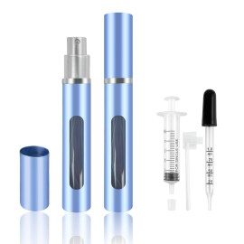 Kewjug 2 Pack Refillable Mini Perfume Atomizer BottlePortable Separate BottlesTravel and Outings Spray Boxes Dispensers 5ml/0.2oz (Blue)