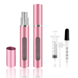Kewjug 2 Pack Refillable Mini Perfume Atomizer BottlePortable Separate BottlesTravel and Outings Spray Boxes Dispensers 5ml/0.2oz (Pink)