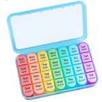 Daviky Pill Organizer, Daily Pill Box 7 Day, Weekly Pill Organizer 4 Times a Day, Large Travel Pill Case with 28 Compartment to Hold Medicine, Vitamin and Supplement (Blue)