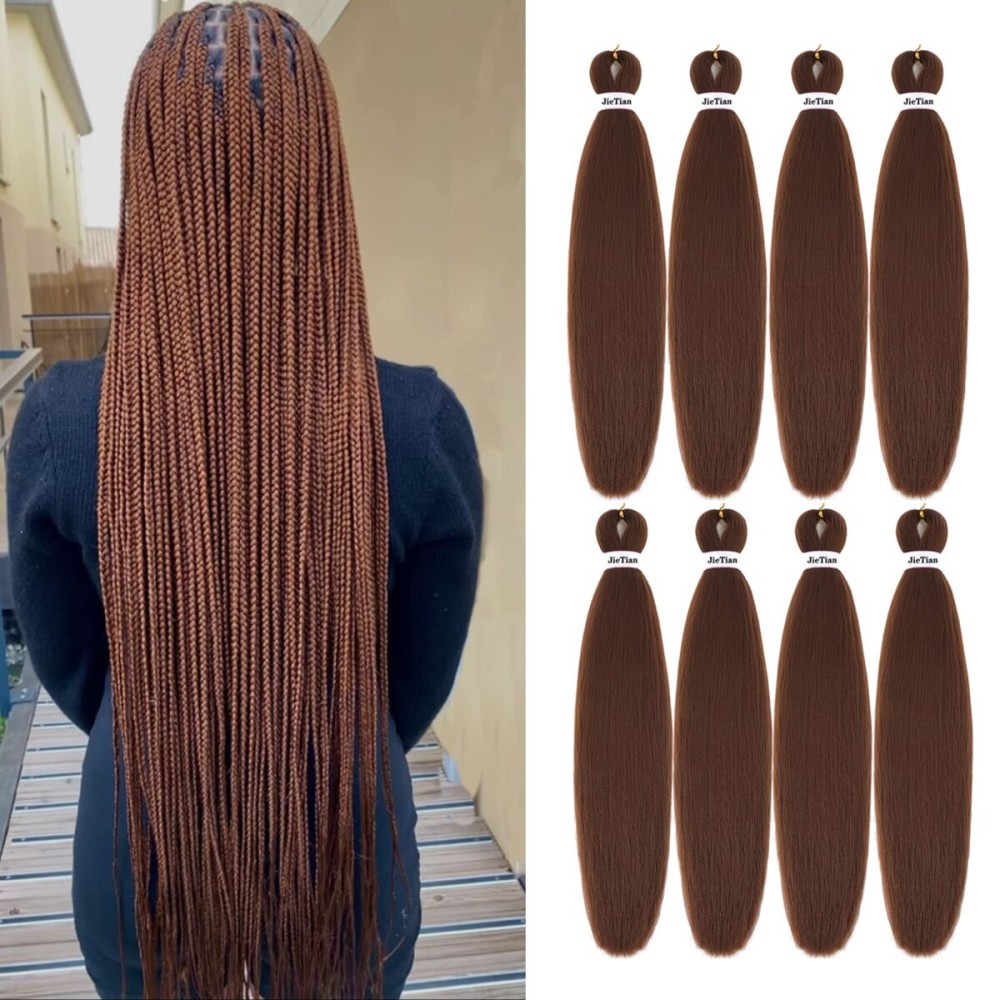 Liang Dian Pre Stretched Braiding Hair Ombre 30 Inch 8 Packs Synthetic Crochet Braids Hot Water Setting Professional Soft Yaki Texture Synthetic Hair Extensions(30 Inch 30)