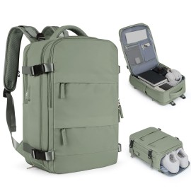 Travel Backpack For Women Men Airline Approved Carry On Backpack Flight Approved Waterproof Sports Luggage Backpack Casual Daypack Small Hiking Backpack Grey Green