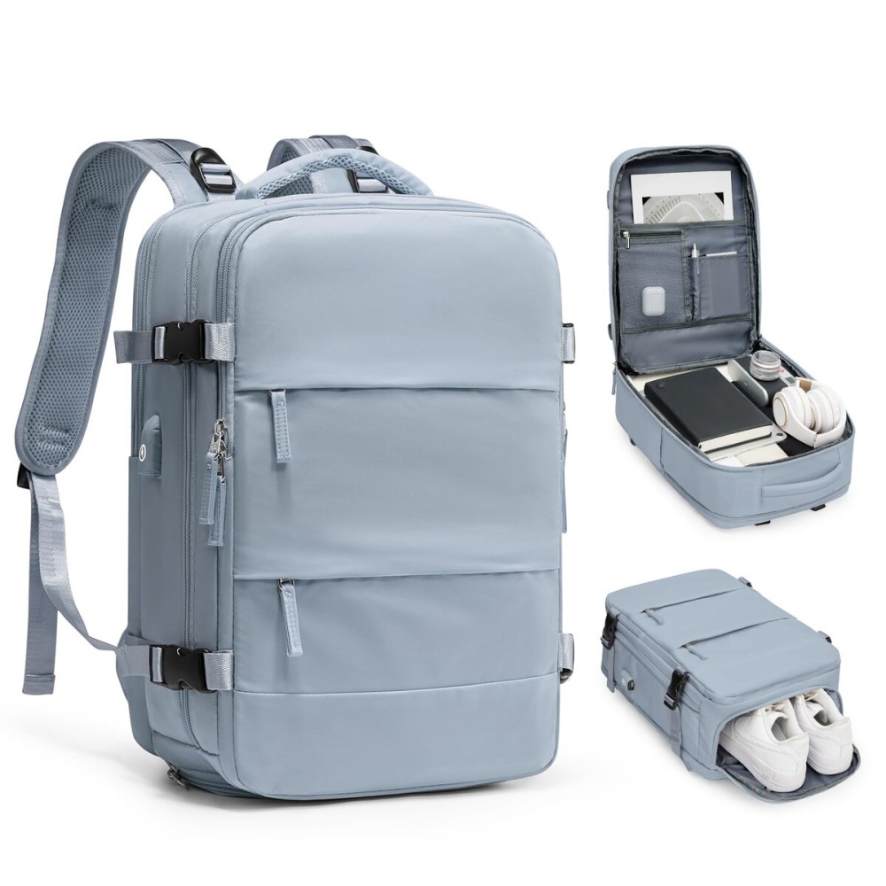 Travel Backpack For Women Men Airline Approved Carry On Backpack Flight Approved Waterproof Sports Luggage Backpack Casual Daypack Small Hiking Backpack Grey Blue