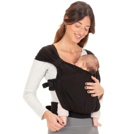 Boba Bliss Pre-Wrapped Baby Carrier with Buckle - Newborn to 7-35 lbs Light, Breathable & Easy to Adjust Hybrid Infant Sling & Toddler Carrier - Certified Hip-Healthy for 0-18 Months - Black