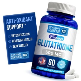 We Like Vitamins NSF Certified Glutathione Supplement 500mg - 60 Capsules of Reduced L-Glutathione for Antioxidant & Immune Support - Manufactured in USA