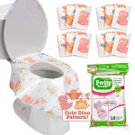 Potty Shields Toilet Seat Covers Disposable (12 pk, Dinosaurs) - XL Waterproof Toilet Cover for Toddlers, Kids & Adults - Portable & Individually Wrapped for Travel, Potty Training, Public Restrooms