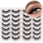 Losha Eyelashes Natural Look Faux Mink Lashes Pack Handmade Wispy False Eyelashes 14 Pairs Eye Lashes (F09)
