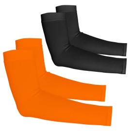 YESLIFE 2 Pairs UV Sun Protection Arm Sleeves for Men & Women - Tattoo Cover Up - UPF 50 Cooling Sports Sleeve for Basketball Golf Hiking (Black & Orange)