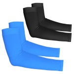 YESLIFE 2 Pairs UV Sun Protection Arm Sleeves for Men & Women - Tattoo Cover Up - UPF 50 Cooling Sports Sleeve for Basketball Golf Hiking (Black & Blue)