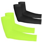 YESLIFE 2 Pairs UV Sun Protection Arm Sleeves for Men & Women - Tattoo Cover Up - UPF 50 Cooling Sports Sleeve for Basketball Golf Hiking (Black & Fluorescenct Green)
