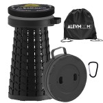 ALEVMOOM Upgraded Collapsible Stool with Cushion & Bag, 18 H Portable Retractable Telescoping Folding Stool for Adults, Lightweight But Sturdy Capacity 600 lbs for Camping Fishing Hiking Travel