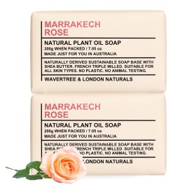 Wavertree & London Marakech Rose Scented Natural Soap Bars (2 Bars), 7oz Moisturizing French Triple Milled Soap enriched with shea butter - Plant Oil Bath & Body Soap Bars [100% Naturally derived]