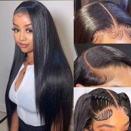 XUBULO 20 Inch Lace Front Wigs Human Hair Pre Plucked with Baby Hair 200 Density Real Human Hair Wig Straight 13x4 HD Lace Frontal wigs