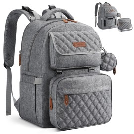 Diaper Bag Backpack,29L-45L Expandable Large Baby Bag for 2 Kids/Twins, with Removable Cross Body Bottle Bag for Mom/Dad,Stylish Nappy Bag Gift for Boys/Girl-Mothers Day Gifts-Elegant Grey