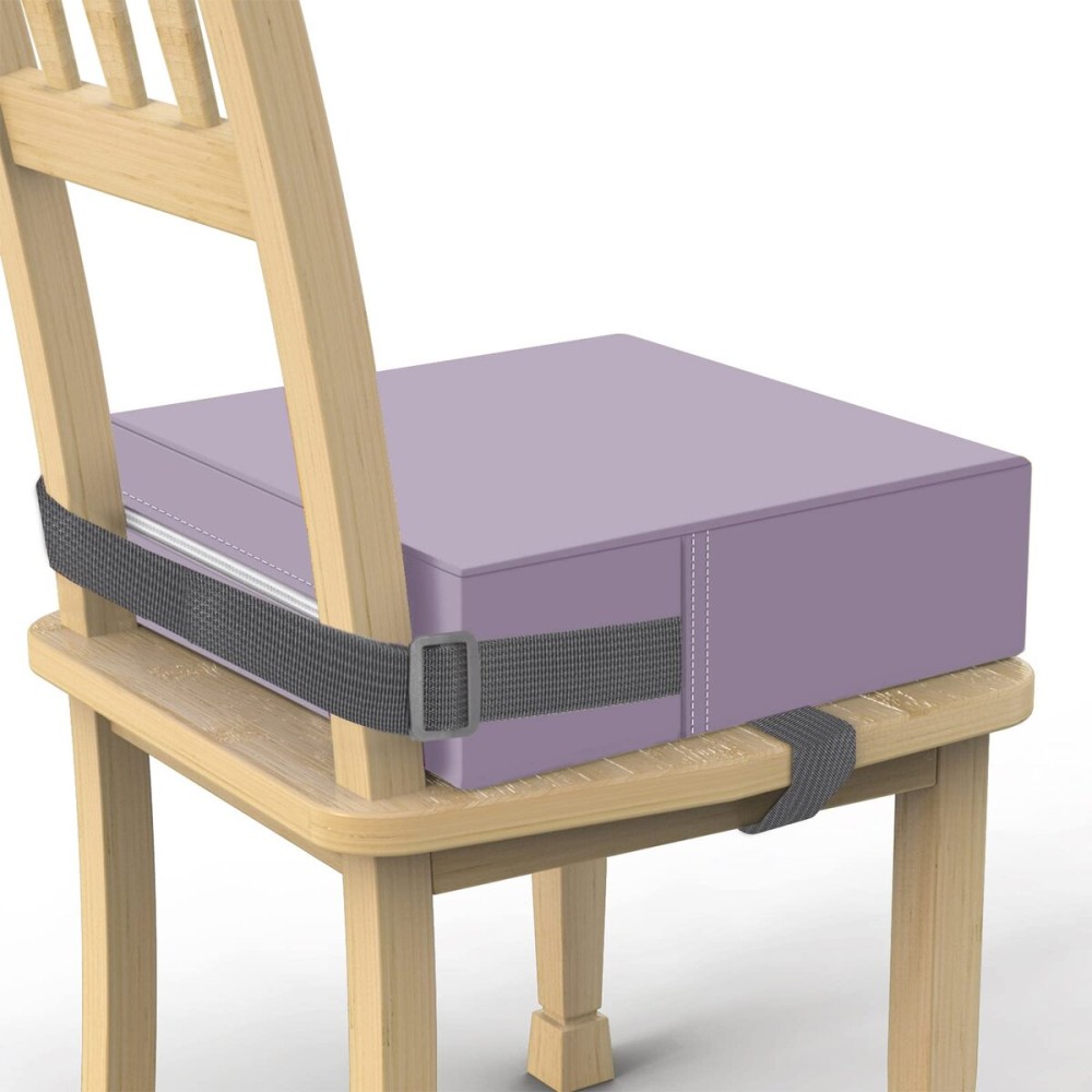 Toddler Booster Seat for Dining Table, PU Washable Double Safe Straps Non-Slip Bottom Booster Seat Cushion, Strong Support Portable Travel Booster Seat for Chair (Purple)