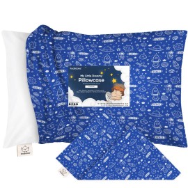 KeaBabies Toddler Pillowcase 13x18 - Organic Cotton Toddler Pillowcase for Kids, Boys, Girls,Soft & Durable Cotton Cover for Miniature Sleepy Pillows,Cute Colors,Pillow Sold Separately(Off to Space)