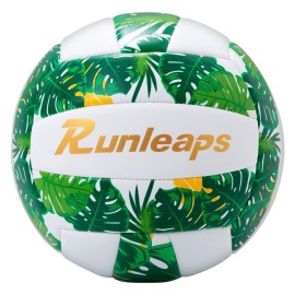 Runleaps Volleyball, Waterproof Indoor Outdoor Volleyball for Beach Game Gym Training, Official Size 5 (Green)