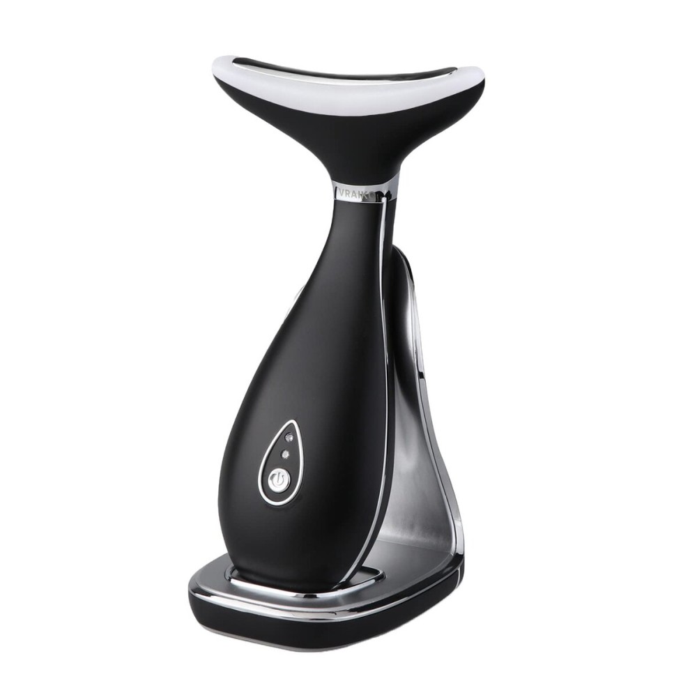 VRAIKO Lily Neck Face Massager, Face Sculpting Tool, Skin Rejuvenation Device with Thermal, Triple Action LED and Vibration, for Anti-Aging, Lifting and Tightening Sagging Skin (Frosted Black)