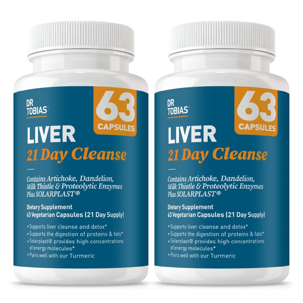 Dr. Tobias Liver 21 Day Cleanse, Herbal Liver Detox Cleanse with Milk Thistle, Dandelion Root & Artichoke Extract, Supports Liver Health & Digestion, 63 Vegetarian Capsules (126 Count (Pack of 2))