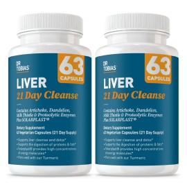 Dr. Tobias Liver 21 Day Cleanse, Herbal Liver Detox Cleanse with Milk Thistle, Dandelion Root & Artichoke Extract, Supports Liver Health & Digestion, 63 Vegetarian Capsules (126 Count (Pack of 2))