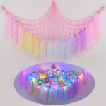 FIOBEE Stuffed Animals Net or Hammock with LED Light, Toy Hammock Hanging Stuffed Animals Storage Organizer Holder Room Dcor for Nursery Kids Bedroom