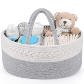 Maliton Cotton Rope Diaper Caddy Organizer - Nursery Storage Caddy, Baby Boy Changing Table Must Have, Perfect