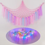 FIOBEE Stuffed Animals Net or Hammock with LED Light, Toy Hammock Hanging Stuffed Animals Storage Organizer Holder Room Dcor for Nursery Kids Bedroom