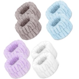 8 Pcs Absorbent Microfiber Women\'s Spa Wristbands for Face Washing - Prevent Water from Spilling Down Your Arms
