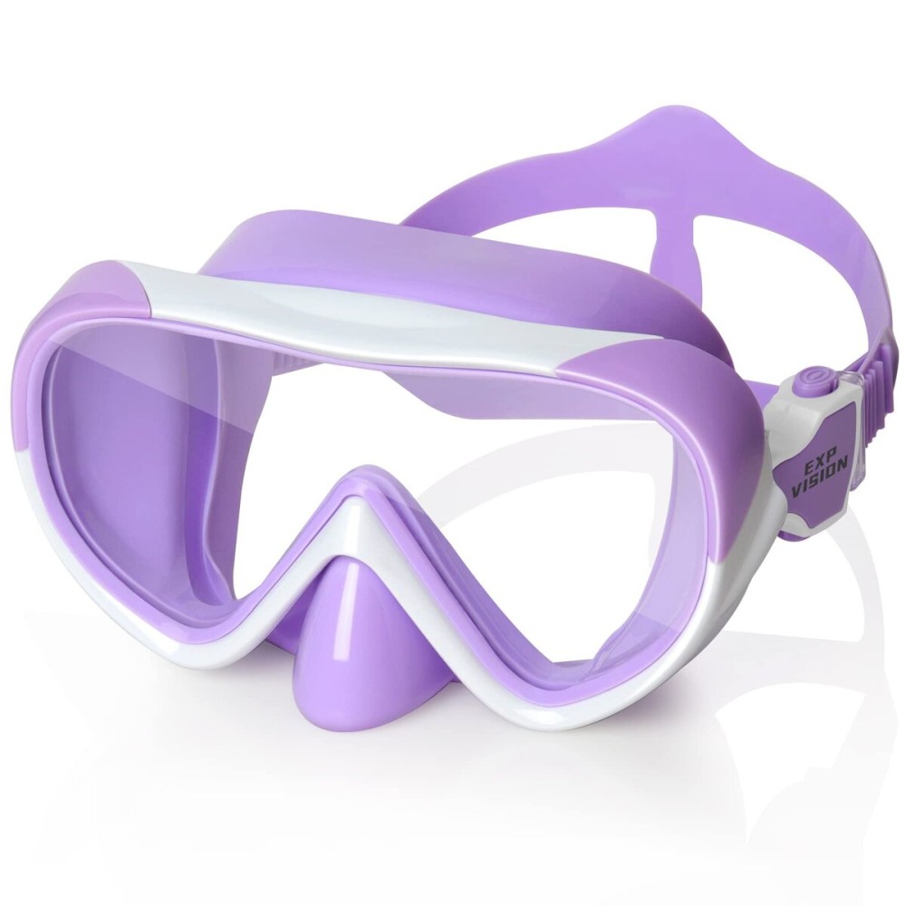 Kids Swim Mask 180 Snorkel Diving Mask, Anti-Fog Child Swim Goggles with Nose Cover No-Leak Swimming Goggles Anti-Shattered Lens for Youth 4-15 (Purple)