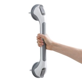 TAILI Shower Grab Bar 16 Inch Suction Cup Grab Bars for Bathroom, Removable Shower Safety Handle Heavy Duty Bathtub Grip for Seniors & Elderly, Strong Handrails No Drilling Waterproof, Grey