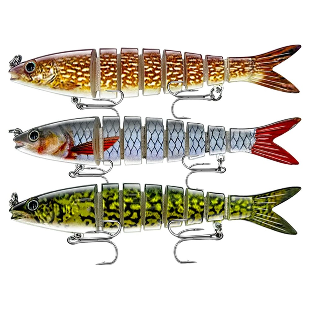 Fishing Lures Multi Jointed Fish Fishing Kits, Slow Sinking Lifelike Swimbaits Crankbaits Hard Baits Lure Set, Fishing Gear for Bass Trout Pike Walleye, Freshwater Saltwater Predator Bait