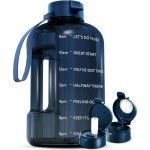 AQUAFIT 128 oz Water Bottle with Time Marker - Straw & Chug Lid - BPA Free 1 Gallon Gym Water Bottle with Handle - Big Gallon Jug (Nebula, 128 Ounces)