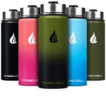 HYDRO CELL Stainless Steel Insulated Water Bottle with Straw - For Cold & Hot Drinks - Metal Vacuum Flask with Screw Cap and Modern Leakproof Sport Thermos for Adults (Army/Black 18oz)