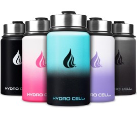 HYDRO CELL Stainless Steel Insulated Water Bottle with Straw - For Cold & Hot Drinks - Metal Vacuum Flask with Screw Cap and Modern Leakproof Sport Thermos for Adults (Teal/Black 14oz)