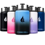 HYDRO CELL Stainless Steel Insulated Water Bottle with Straw - For Cold & Hot Drinks - Metal Vacuum Flask with Screw Cap and Modern Leakproof Sport Thermos for Adults (Blue/Black 14oz)