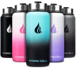 HYDRO CELL Stainless Steel Insulated Water Bottle with Straw - For Cold & Hot Drinks - Metal Vacuum Flask with Screw Cap and Modern Leakproof Sport Thermos for Adults (Teal/Black 32oz)