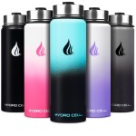 HYDRO CELL Stainless Steel Insulated Water Bottle with Straw - For Cold & Hot Drinks - Metal Vacuum Flask with Screw Cap and Modern Leakproof Sport Thermos for Adults (Teal/Black 24oz)