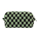 PAZIMIIK Checkered Makeup Bag for Purse Portable Zipper Make Up Pouch Small Cosmetic Case for Travel Accessories (Green Black)