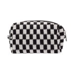 PAZIMIIK Checkered Makeup Bag for Purse Portable Zipper Make Up Pouch Small Cosmetic Case for Travel Accessories (Black)