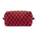 PAZIMIIK Checkered Makeup Bag for Purse Portable Zipper Make Up Pouch Small Cosmetic Case for Travel Accessories (Red Black)