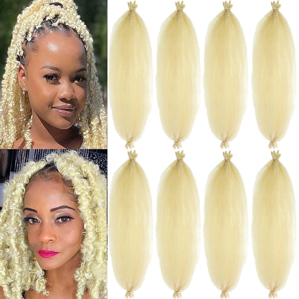 8 Packs Springy Afro Twist Hair 16 inch Pre-Separated Marley Twist Braiding Hair Soft Synthetic Crochet for Distressed Faux Locs Spring Twist Hair Extensions for Women (16 Inch (Pack of 8), 613)