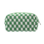 PAZIMIIK Checkered Makeup Bag for Purse Portable Zipper Make Up Pouch Small Cosmetic Case for Travel Accessories (Green)
