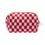 PAZIMIIK Checkered Makeup Bag for Purse Portable Zipper Make Up Pouch Small Cosmetic Case for Travel Accessories (Red)