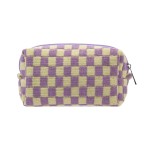 PAZIMIIK Checkered Makeup Bag for Purse Portable Zipper Make Up Pouch Small Cosmetic Case for Travel Accessories (Purple)
