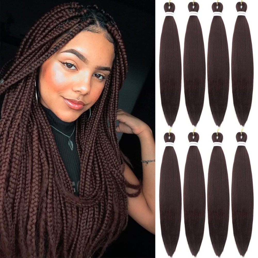 Alrence Pre Stretched Braiding Hair Long Braid 30 Inch 8 Packs Professional Braiding Hair Extensions Synthetic Crochet Twist Braids (30 Inch, 99J)